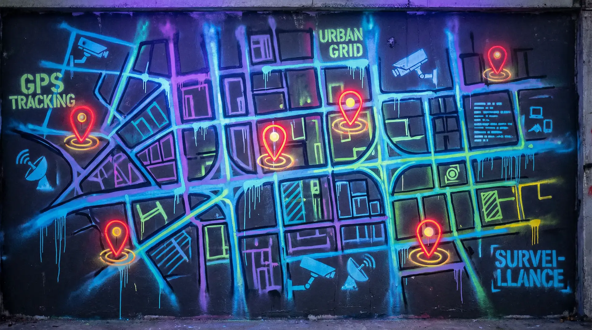 腾讯游戏直播 狗仔追踪地图 - 城市涂鸦风格
